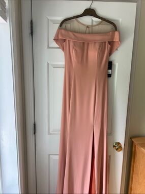 Off-Shoulder Blush Peach Evening Dress